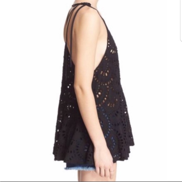 Intimately Free People Black Starry Eyelet Peplum Tank Top Racerback size Small - Picture 3 of 13